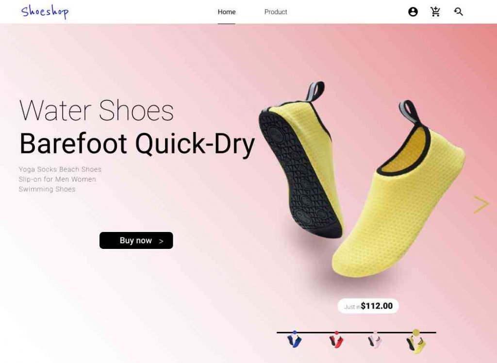 landing page of shoe store _ My work sample